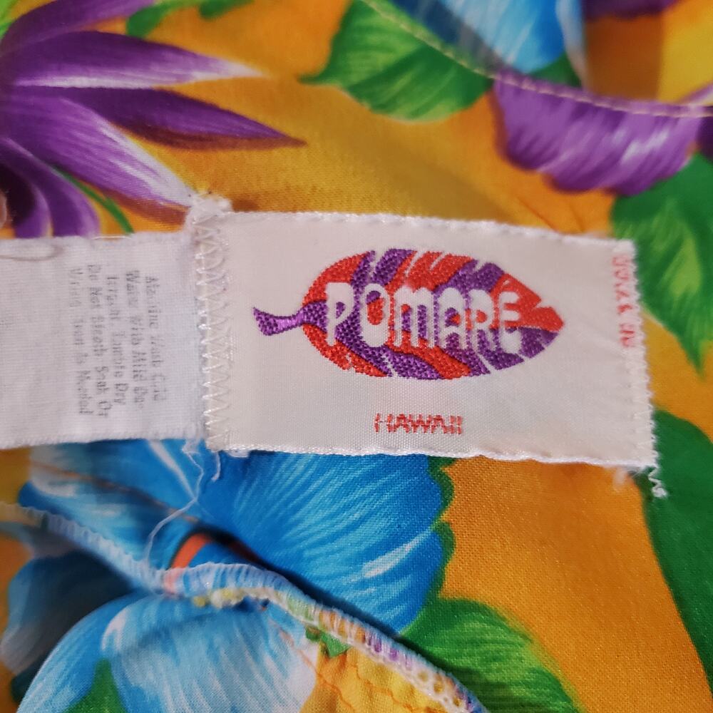 Vtg 60s 70s Pomare Hawaiian Floral Hibiscus Dress Mini Mumu Luau Tiki Aloha Rare - Picture 7 of 9